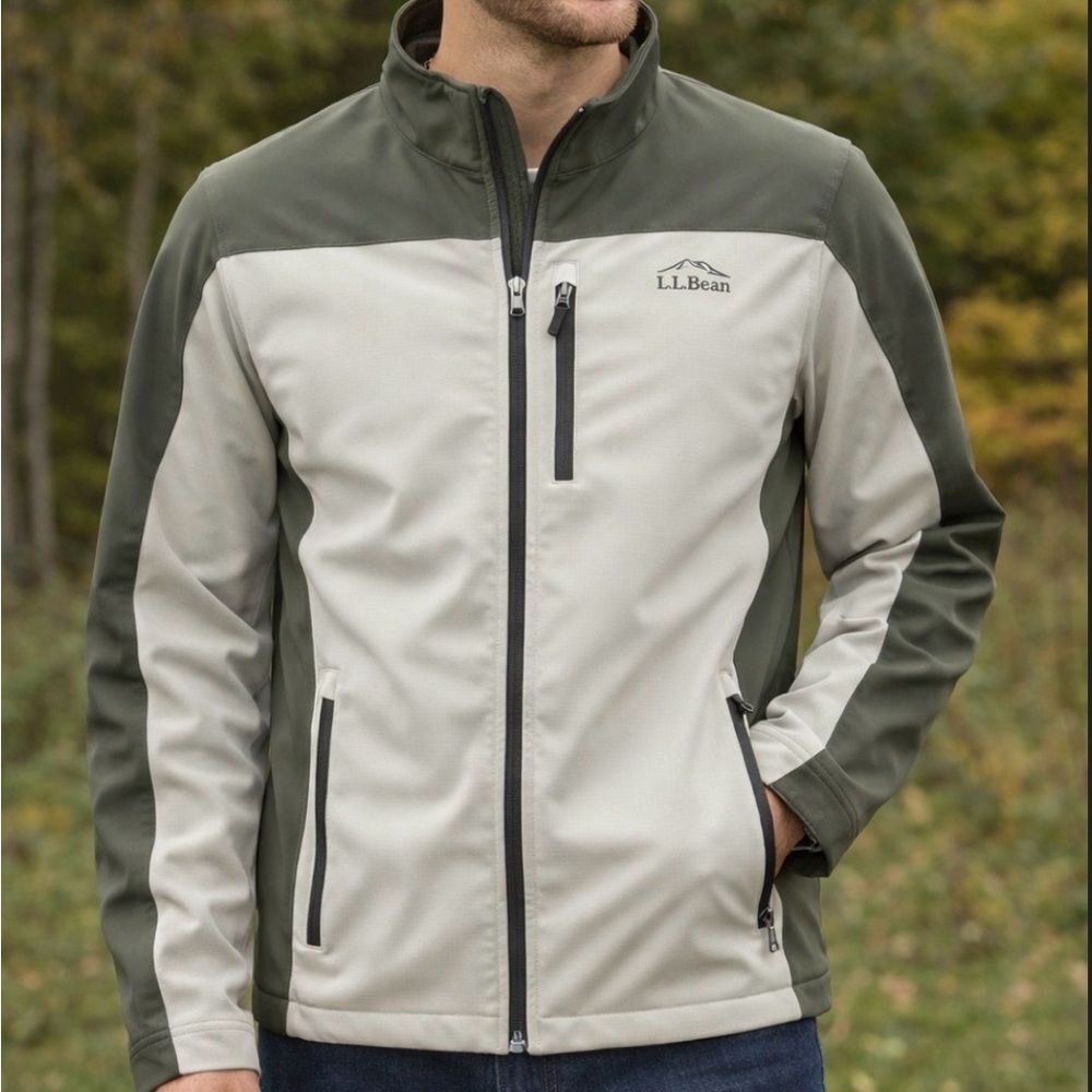 L.L.Bean Men's Jacket Windproof Softshell Coat Size Small Gray - Picture 1 of 11